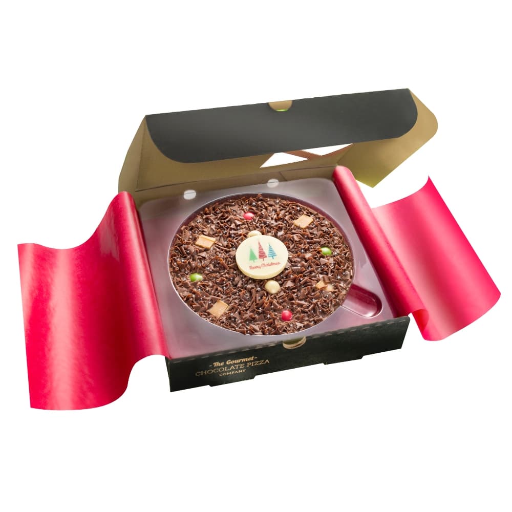 Our delicious 7 inch Christmas-themed chocolate pizza is the perfect gift!